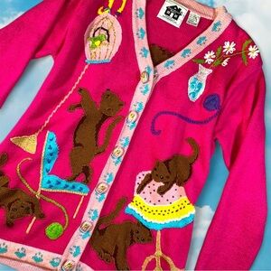 Storybook Knits • Intricate Crazy Cat Lady Kitsch Cardigan